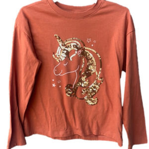 Wonder Nation Orange Unicorn Long Sleeve Tee
